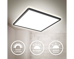 B.K.LICHT - LED Plafonniére - zwart - led paneel - plafondlamp - l: 29.3cm - 4.000K - 2.400Lm - 18W