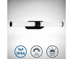 B.K.Licht - LED spiegellamp - voor de badkamer - neutraal wit lichtkleur - wandlamp - zwart - IP44 - 7W - 40 cm