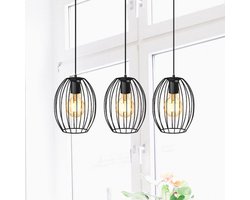 B.K.Licht - Metalen Hanglamp - eetkamer - zwart - industrieel - pendellamp - l:112cm - E27 fitting