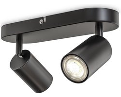B.K.LICHT - Opbouwspot - plafondspot met 2 lichtpunte - draaibar - GU10 fitting - zwart - metaal