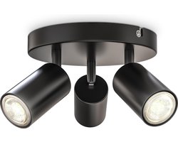 B.K.LICHT - Opbouwspot - plafondspot met 3 lichtpunten - zwarte opbouwspots - draaibar plafondlamp - kantelbaar - GU10 fitting