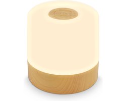 B.K.Licht - Oplaadbare mini Tafellamp - met USB-C - draadloos tuinverlichting - dimbaar - buitenlamp - 7x7 cm - houtkleurig