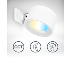 B.K.Licht - Oplaadbare Wandlamp - zonder voeding - met oplaadbare batterij - magnetisch - 360° draaibar - dimbaar - CCT - Wit