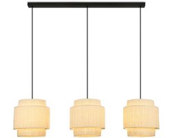 B.K.Licht Papper - Eetkamer Hanglamp - bast - boho stijl - E27 fitting - 116 x 25 x 128,5 cm - naturel - bruin