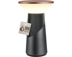 B.K.Licht Pilia - Oplaadbare Tafellamp - snoerloze lamp - dimbaar - met batterij - usb-c - Ø15 x 24cm - antraciet & grijs