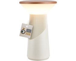 B.K.Licht Pilia - Oplaadbare Tafellamp - snoerloze lamp - dimbaar - met batterij - usb-c - Ø15 x 24cm - koffie & grijs