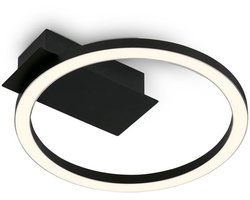 B.K.Licht - Plafondlamp LED Ring - plafonniere zwart - Ø21cm - warm wit licht 3.000 K - 5W - 500Lm