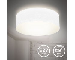 B.K.Licht plafondlamp plafonnière E27 lampenkap wit - IP20 - Ø 300 mm