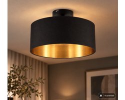 B.K.LICHT - Plafondlamp - zwart-gouden - rond - decoratieve lamp kinderkamer - woonkamer lamp met E27 fitting - Ø30cm