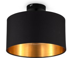 B.K.LICHT - Plafondlamp - zwart-gouden - rond - decoratieve lamp - met E27 fitting - Ø30cm