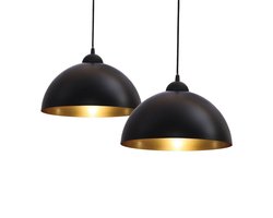 B.K.Licht - Set van 2 Hanglampen - slaapkamer - eetkamer - zwart gouden - 2 stuks - E27 fitting