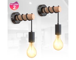 B.K.Licht - Set van 2 Wandlampen - Bedlampjes met E27 fitting - zwart
