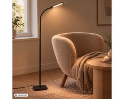 B.K.LICHT - Vloerlamp zwart - CCT - dimbaar staande lamp - bureaulamp - h: 135cm (max. ca. 158,6 cm) - 6.5W