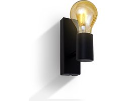 B.K.LICHT - Wandlamp - voor binnen - industriele lamp - zwart - metaal - draaibar - wandspot - E27 fitting