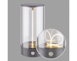 B.K.Licht Wiggle - Oplaadbare Tafellamp - met magnetische lichtdraad - dimbaar en pulserend - warm wit licht - voor binnen en buiten - antraciet - Ø7 x 14,5 cm