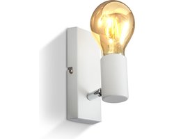 B.K.Licht - Witte Wandlamp - voor binnen - industriele - metalen wandlamp - netstroom - met 1 lichtpunt - draaibar - wandspots - muurlamp - E27 fitting - excl. lichtbron