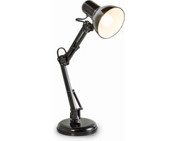 B.K.Licht - Zwarte Tafellamp - industriële bureaulamp - kantelbaar retro metalen design - bureaulamp E14 fitting - excl. lichtbron
