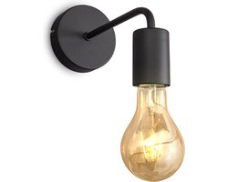 B.K.Licht - Zwarte Wandlamp - voor binnen - industriele - metalen wandlamp - netstroom - met 1 lichtpunt - wandspots - muurlamp - E27 fitting - excl. lichtbron