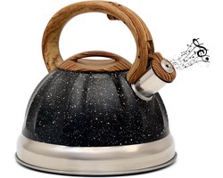 Black Whistling Tea Kettle - 3L Tea Pot for Stovetop/Induction Stove Top - Stainless Steel Hot Water Camping Kettle Teapot for Tea-Coffee
