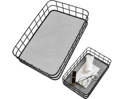 Black wire mesh storage rack - openwork design - shelf - storage basket - 25*16*7cm - suitable for home and office use - black