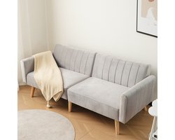 BLACKCOLORS 2-in-1 bank en slaapbank moderne en minimalistische slaapbank multifunctionele opvouwbare bank milieuvriendelijke poten van rubberhout in 3 delen neerklapbare rugleuning geschikt voor kleine appartementen en slaapzalen