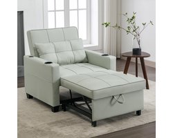 BLACKCOLORS 3-in-1 uitschuifbare slaapbank voor 1 persoon - Met bekerhouders en USB-poort, chaise longue, slaapstoel, fauteuil, perfect voor kleine ruimtes