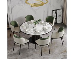 BLACKCOLORS 6 moderne stoelen met schuine poten en verstelbare poten, ideaal voor de woonkamer, open kantoren, eetkamer (beige + groen)