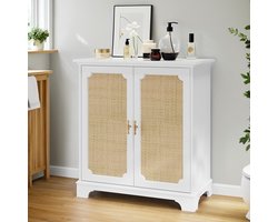 BLACKCOLORS Buffetkast, buffetkast, wijnkast met decoratieve rotan deuren, keukenbuffet, console, decoratieve kast voor de gang, hal en woonkamer