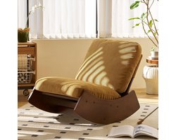 BLACKCOLORS Comfortabele schommelstoel, schommelstoel met hoogwaardige bekleding, massief houten frame, ideaal voor diverse opstellingen, decoratieve leesstoel voor de slaapkamer, woonkamer en kinderkamer