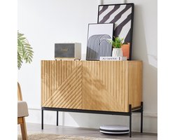 BLACKCOLORS Dressoir met 2 deuren en metalen poten, dressoir, ladekast met strak design, afmetingen: H 75 cm / B 100 cm / D 40 cm