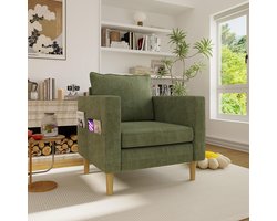 BLACKCOLORS Een eenpersoons relaxstoel met opbergtas en comfortabel kussen, ideaal voor interieurs in Scandinavische stijl en leeshoeken.