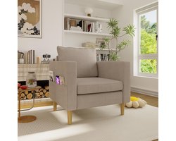 BLACKCOLORS Een eenpersoons relaxstoel met opbergtas en comfortabel kussen, ideaal voor interieurs in Scandinavische stijl en leeshoeken.