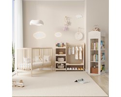 BLACKCOLORS - Gecombineerde kindermeubels - Multifunctionele meubelset voor tienerkamer - Combinatie van houten babybed, kast en draaibare boekenkast - Natuurlijke kleuren