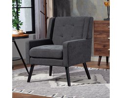 BLACKCOLORS Gestoffeerde fauteuil met suède bekleding – Moderne fauteuil in mid-century stijl met kussen van hoogwaardig schuim en massief houten poten voor kleine ruimtes: woonkamer, slaapkamer, kantoor