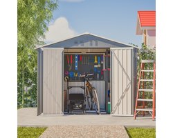 BLACKCOLORS Grijze metalen gereedschapsschuur 8x6FT met klapdeur, antracietkleurig - Ideaal voor het opbergen van tuingereedschap en gereedschap