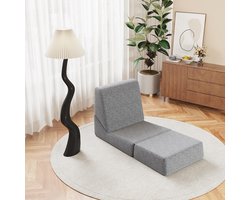BLACKCOLORS - Kleine Slaapbank voor Volwassenen - Opvouwbare Slaapbank/Chaise Longue - Van Schuim - Mini-loungebank met Drievoudig Opvouwbaar Matras - Grijs