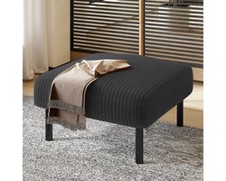 BLACKCOLORS Kruk van hoogwaardig koordweefsel met metalen frame – Ultrazachte fluwelen bekleding voor ultiem comfort – Veelzijdig, te gebruiken als voetensteun, kruk of bijzettafel – Supersnelle montage zonder gereedschap
