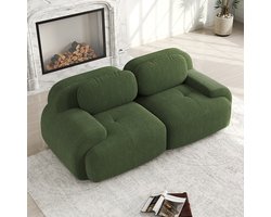 BLACKCOLORS Loveseat 82'' in corduroy, modulair combineerbaar met gebogen armleuningen en antislipvoet, hoogelastische vulling voor woonkamer, slaapkamer en thuisbioscoop, Green