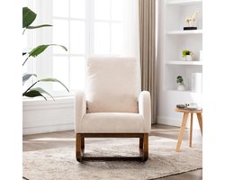 BLACKCOLORS - Mid-century moderne schommelstoel - Zachte gestoffeerde hoge rugleuning - Accent schommelstoel - Geschikt voor woonkamer en slaapkamer