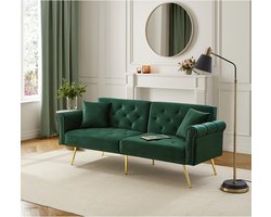 BLACKCOLORS Moderne 2-persoons slaapbank – fluwelen bekleding, rugleuning verstelbaar in 3 standen en gouden metalen poten Elegante bank met slaapfunctie – ruimtebesparend, duurzaam, ideaal voor kleine ruimtes