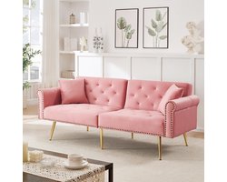 BLACKCOLORS Moderne 2-zits slaapbank – fluwelen bekleding, rugleuning verstelbaar in 3 standen en goudkleurige metalen poten Elegante slaapbank – ruimtebesparend, stevig, ideaal voor kleine ruimtes