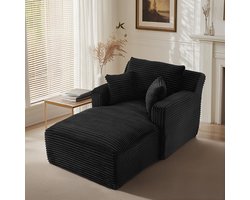 BLACKCOLORS - Moderne chaise longue bank - Corduroy - Comfortabele slaapbank - Relaxfauteuil - Zonder montage - Verstelbare fauteuil - Voor woonkamer, kantoor en appartement