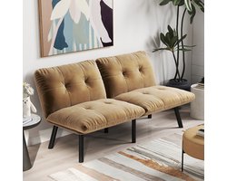 BLACKCOLORS Moderne opklapbare slaapbank in bruin – 2-zits futonbank, ruimtebesparende slaapfunctie voor de woonkamer en logeerkamer