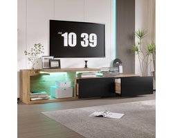 BLACKCOLORS Modulair tv-meubel met verrijdbare module en ledverlichting: flexibel 2-in-1-ontwerp, individueel combineerbaar, uitschuifbaar tot 2 m voor maximale flexibiliteit en optimale opbergruimte.