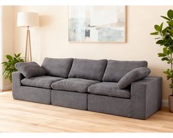 BLACKCOLORS - Modulaire Bank - Met Gecertificeerd Schuim - Diepe Zitting - Geen Montage Nodig - Geschikt voor Slaapkamer en Woonkamer - Grijs (Stof)