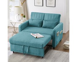 BLACKCOLORS [Slaapbank] Tweepersoons slaapbank, uitschuifbaar ontwerp, eenvoudig en modern, eigentijdse stijl, rugleuning verstelbaar in drie standen, ademende katoen- en linnenstof