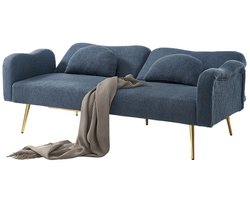 BLACKCOLORS [Slaapfunctie] Tweepersoons slaapbank - Moderne tweezitsbank met verstelbare rugleuning + gouden metalen poten, geïntegreerde slaapfunctie. Multifunctioneel 2-in-1 meubel.