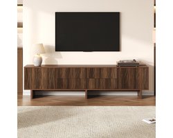 BLACKCOLORS TV-meubel 180*40*56 cm, 4 lades en 2 deuren, golvend motief, tv-meubel, laag meubel, woonkamermeubel, tv-meubel, geschikt voor tv's tot 75 inch, donker notenhout