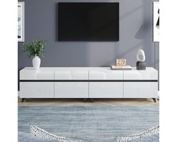 BLACKCOLORS - TV-meubel - 180x40x49 cm - Glanzend - 4 kasten - Verstelbare scheidingswanden - 8 poten - Draagvermogen 52 kg - Voor 80 inch tv