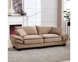 BLACKCOLORS - Tweezitsbank - Modern en Eenvoudig - Inclusief 2 Kussens - Knus, Ruim en Comfortabel - Kaki - Voor Woonkamer, Slaapkamer of Kantoor